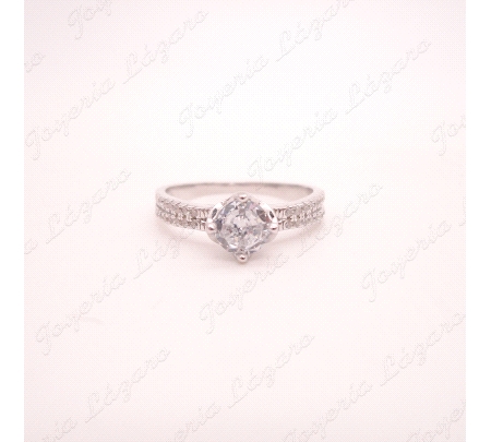 SORTIJA PLATA SOLITARIOS CIRCO 4 GARRAS + CIRCOS