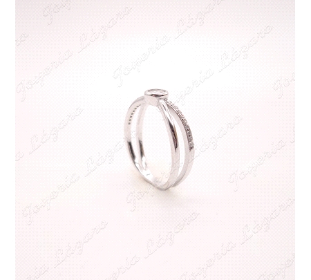 SORTIJA PLATA SOLITARIO CIRCO CERCO CHATON + CIRCONITAS