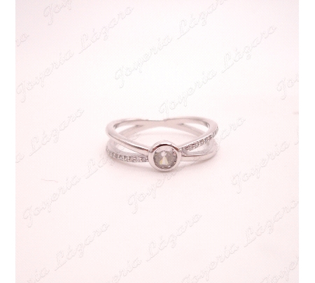 SORTIJA PLATA SOLITARIO CIRCO CERCO CHATON + CIRCONITAS