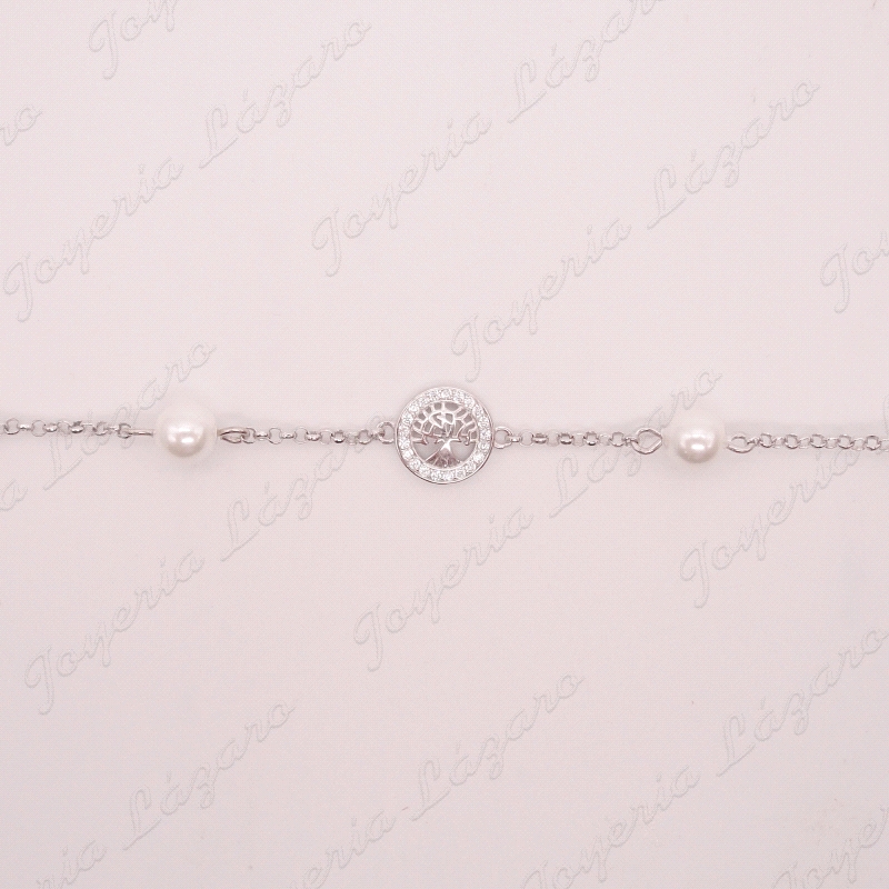 PULSERA PLATA PERLAS ARBOL VIDA CERCO CIRCO                                                         