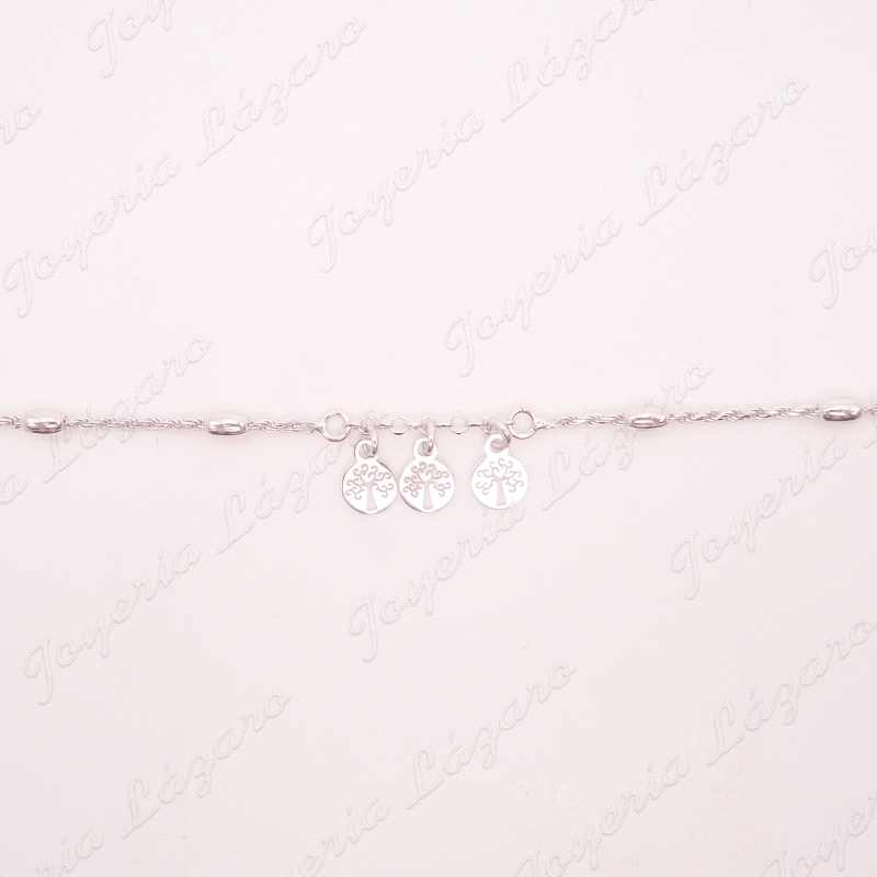 PULSERA PLATA CORDON PEPITAS ARBOLES VIDA                                                           