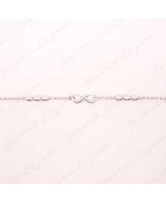 PULSERA PLATA CORDON PEPITAS INFINITO                                                               