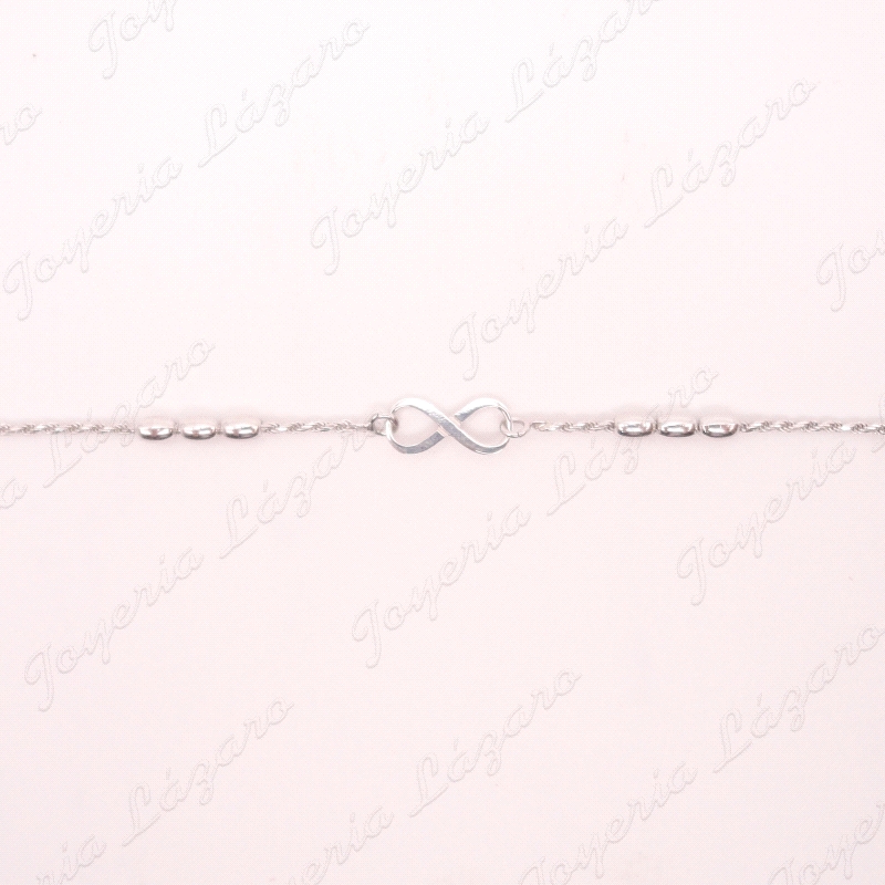 PULSERA PLATA CORDON PEPITAS INFINITO                                                               