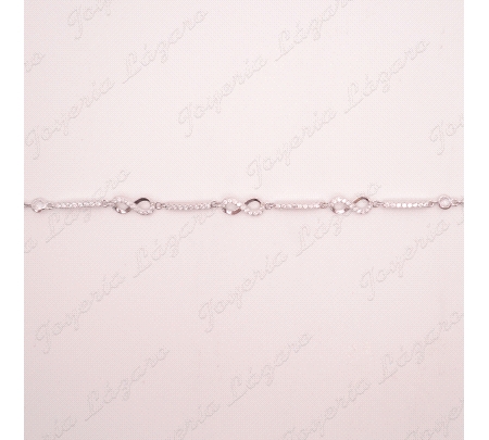 PULSERA PLATA INFINITOS, CUAJOS,TRAMOS CIRCONITAS                                                   