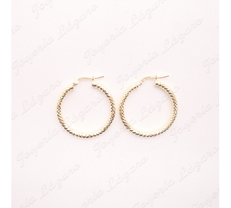 PEND. AROS PLATA DIAMANTADO CHAPADO ORO 33MM