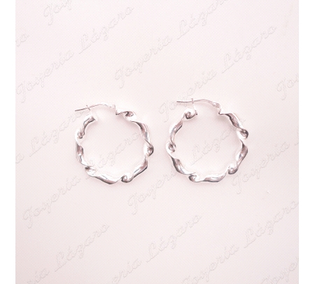 PEND. AROS PLATA RIZO TORCIDO 22 MM