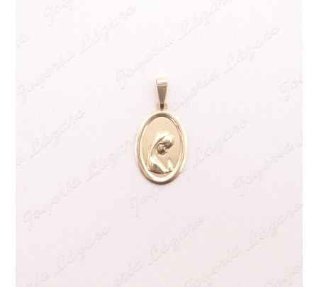 MEDALLA ORO 18 KTS  VIRGAN NIÑA OVAL 16X14