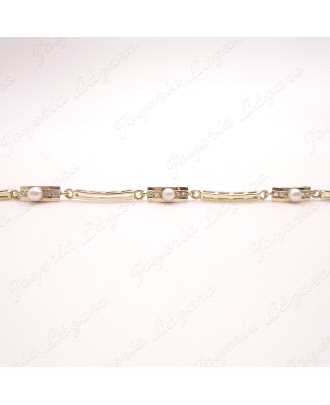 PULSERA ORO 18KT OCASION NIÑA, 3 PERLAS BOLITAS                                                     