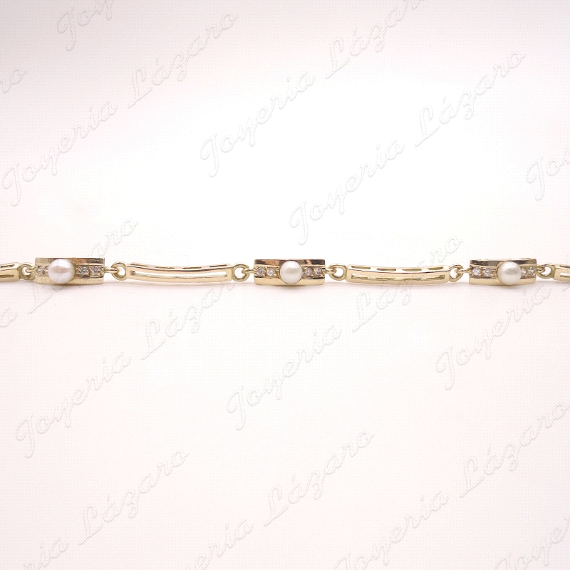 PULSERA ORO 18KT OCASION NIÑA, 3 PERLAS BOLITAS                                                     