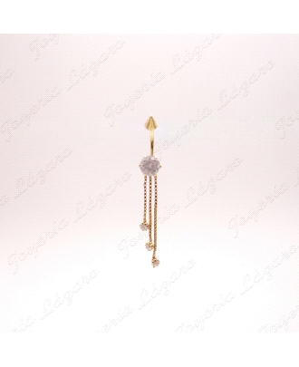 PIERCING ORO 18KT OCASION OMBLIGO CIRCONITA+3HILOS CON CIRCO                                        