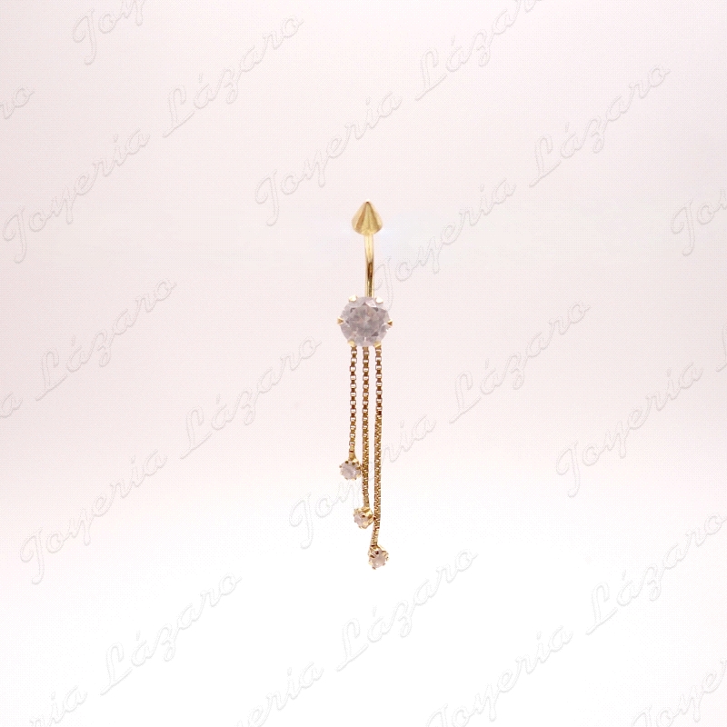 PIERCING ORO 18KT OCASION OMBLIGO CIRCONITA+3HILOS CON CIRCO                                        