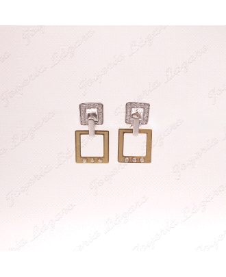 PEND. ORO 18KT OCASION BICOLOR 2 CUADRADOS C. PRESION                                               