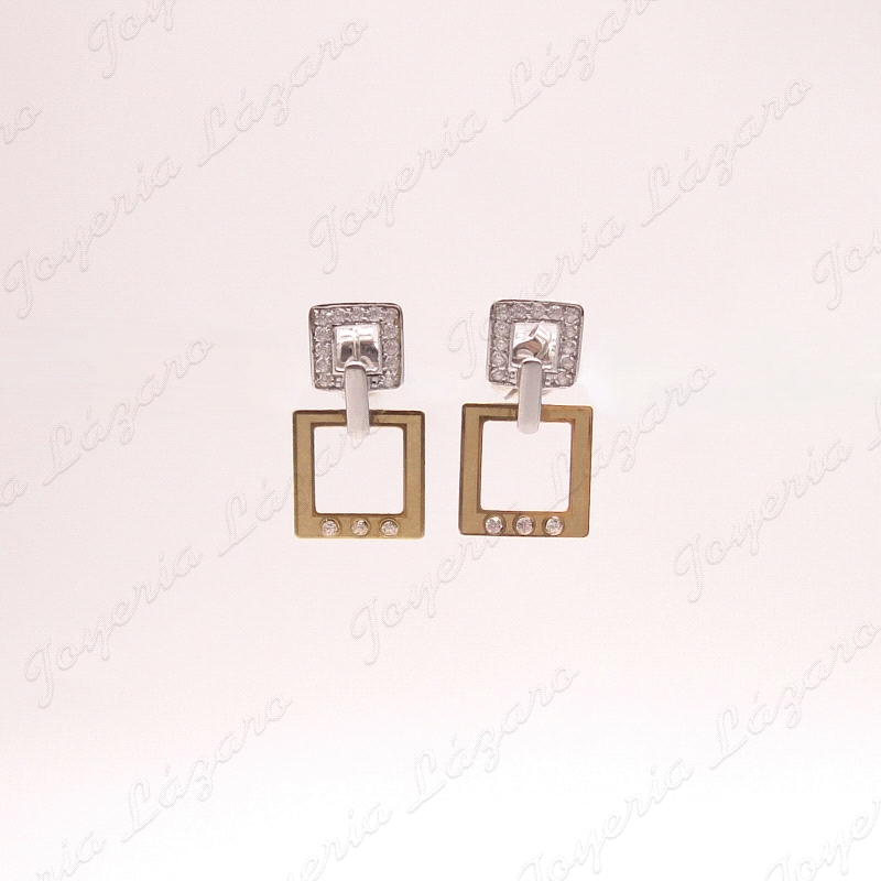 PEND. ORO 18KT OCASION BICOLOR 2 CUADRADOS C. PRESION                                               