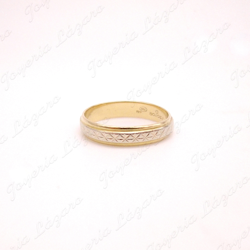 ALIANZA ORO 18KT OCASION BICOLOR 4MM FACETADA                                                       