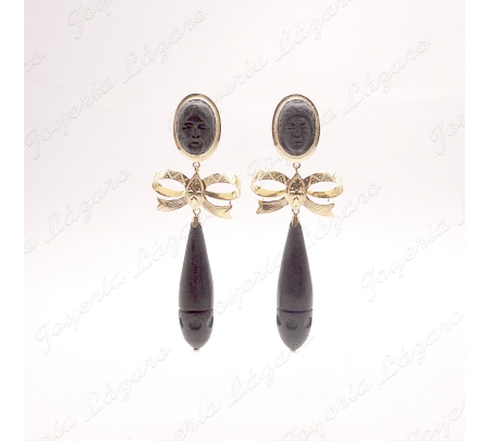 PEND. ORO 18 KTS EBANO/PALOSANTO CARA+LAZO+CHUPON LISO C. OMEGA