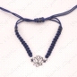 PULSERA PLATA FLOR LOTO MACRAMÉ AZUL