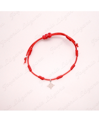 PULSERA PLATA SAN BENITO MACRAME ROJO                                                               