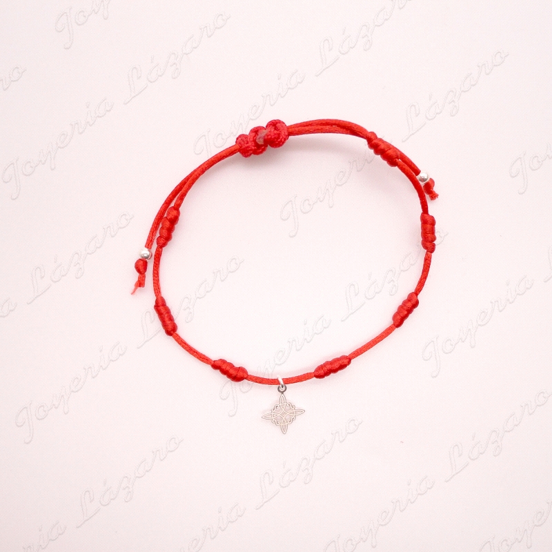 PULSERA PLATA SAN BENITO MACRAME ROJO                                                               