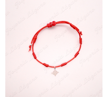 PULSERA PLATA SAN BENITO MACRAME ROJO                                                               