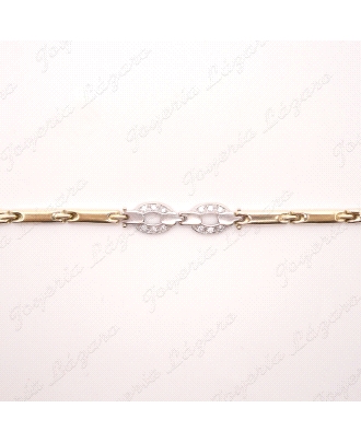 PULSERA ORO 18KT OCASION BICOLOR PLACAS SEMIRIGIDA                                                  