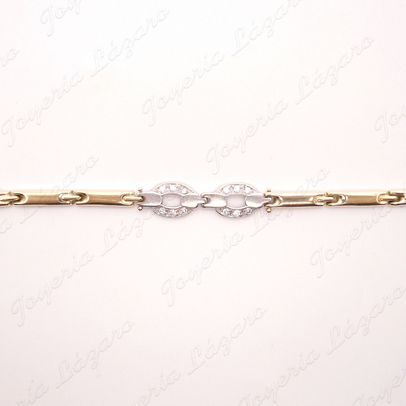 PULSERA ORO 18KT OCASION BICOLOR PLACAS SEMIRIGIDA                                                  