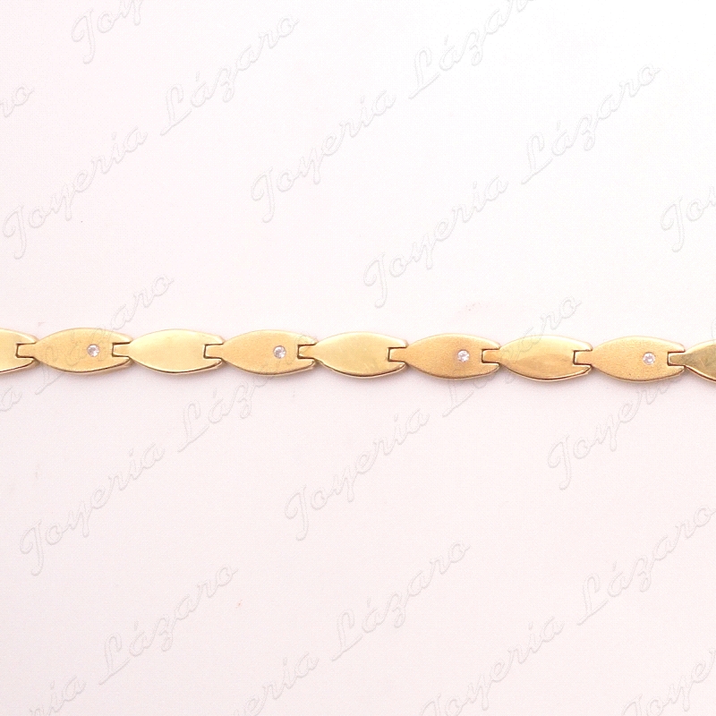 PULSERA ORO 18KT OCASION PIEZAS OVALADAS CON CIRCO. 18CM                                            