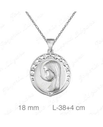 GARGANTILLA PLATA + MEDEALLA VIRGEN NIÑA 18MM                                                       