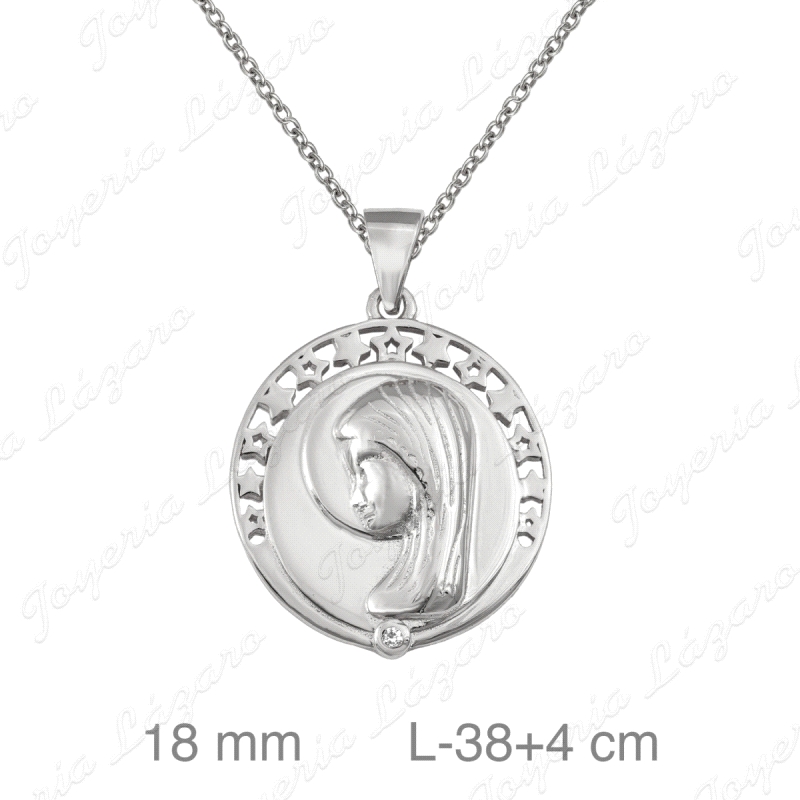 GARGANTILLA PLATA + MEDEALLA VIRGEN NIÑA 18MM                                                       