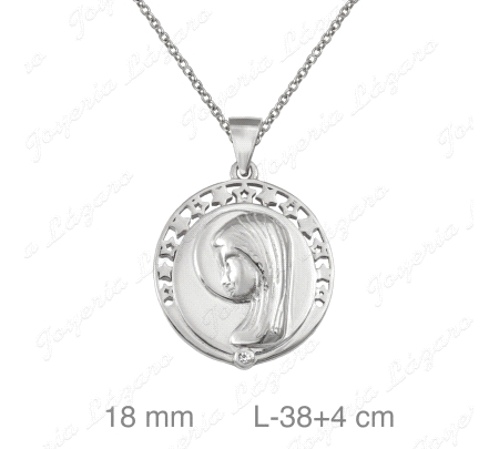 GARGANTILLA PLATA + MEDEALLA VIRGEN NIÑA 18MM                                                       