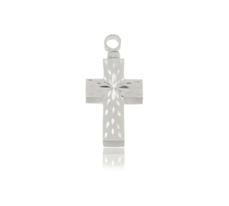 COLGANTE PLATA GUARDACENIZAS CRUZ TALLADA