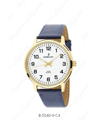 NOWLEY RELOJ VINTAGE ESF. BLANCA, DORADO CORREA AZUL PIEL                                           