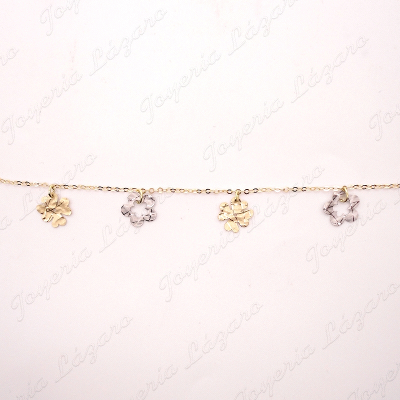 PULSERA ORO 18KT OCASION BICOLOR FLORES                                                             