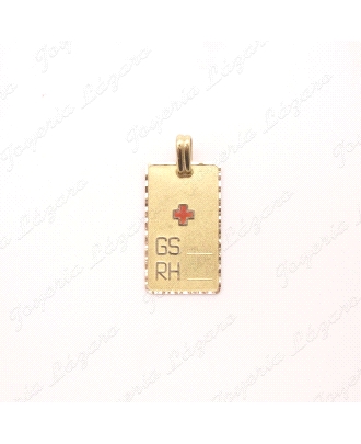 PLACA ORO 18KT OCASION GS Y RH CRUZ ROJA 17X29MM                                                    