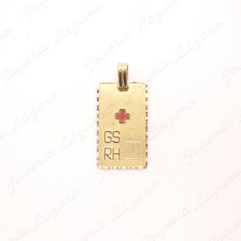 PLACA ORO 18KT OCASION GS Y RH CRUZ ROJA 17X29MM                                                    