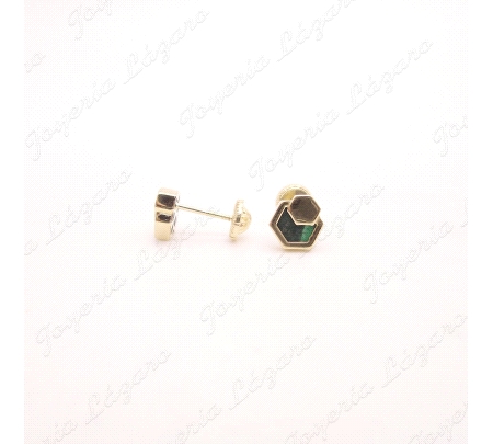 PEND. TORN. ORO 18 KTS EXAGONAL PIEDRA MALAQUITA