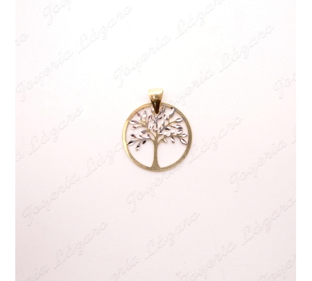 COLGANTE GR. ORO 18 KTS ARBOL VIDA BICOLOR20MM