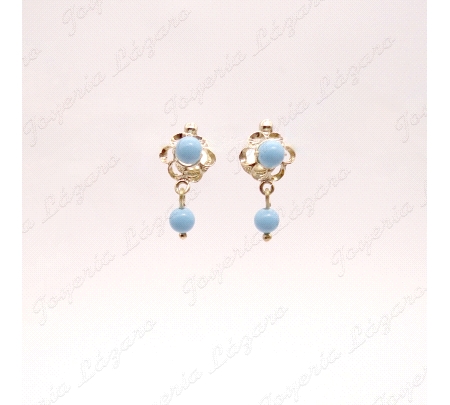 PEND. CORAL/SIMIL ORO 18 KTS ARQUILLO 1ª POSTURA TURQUESA TORNILLO