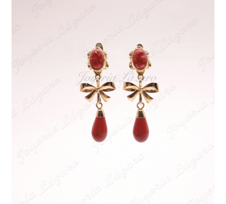 PEND. CORAL/SIMIL ORO 18 KTS 30MM TURQUESA CARITA 6X4+LAZO