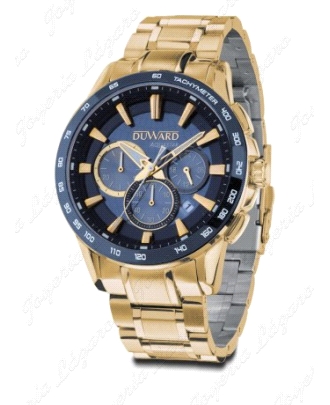 DUWARD RELOJ CABALLERO ACERO DORADO ESF. AZUL CRONO                                                 