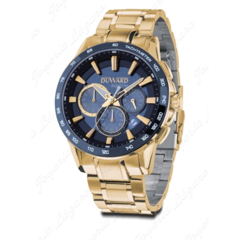 DUWARD RELOJ CABALLERO ACERO DORADO ESF. AZUL CRONO                                                 