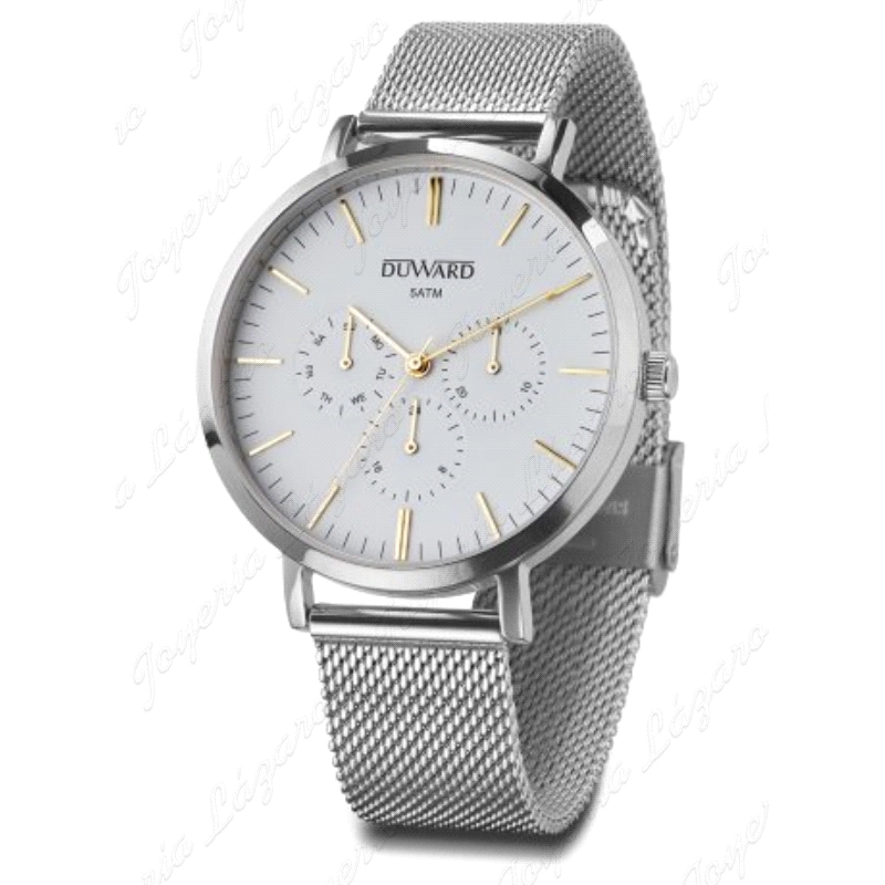 DUWARD RELOJ CABALLERO ACERO ELEGANCE WOTOSOGOLA ESF. BLANCA MALLA                                  