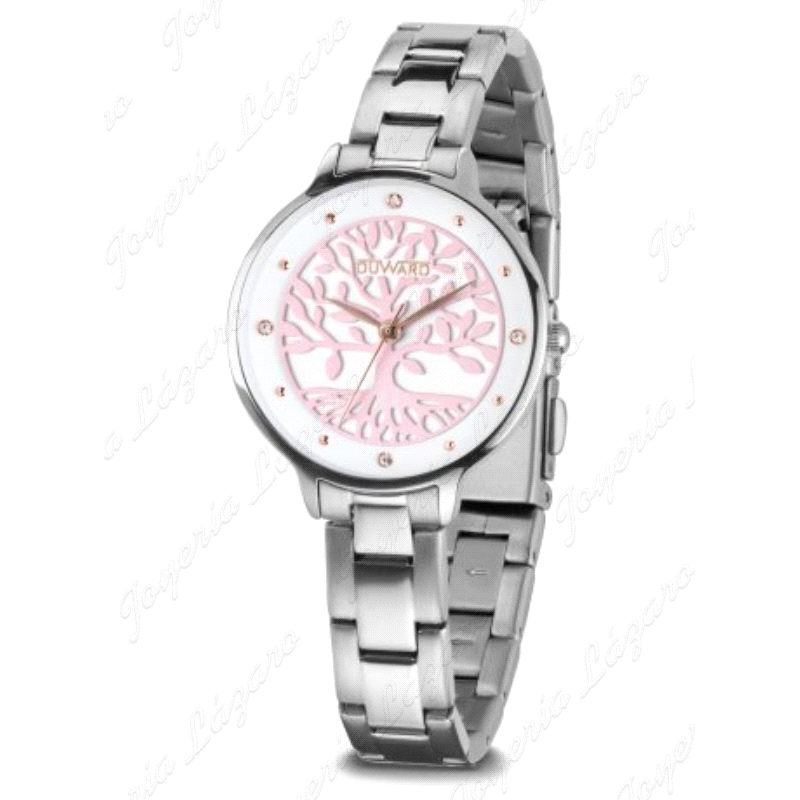 DUWARD RELOJ SRA. ACERO LADY DUMAR ESF. BLANCA ARBOL VIDA ROSA                                      