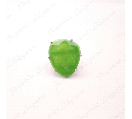 SORTIJA PLATA CHAPADA PLATINO PIEDRA HIDROTERMAL VERDE