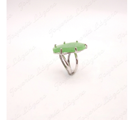 SORTIJA PLATA CHAPADA PLATINO PIEDRA HIDROTERMAL VERDE