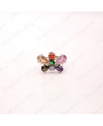 SORTIJA PLATA CHAPADA PLATINO MARIPOSA P. SWAROVSKI COLOR AJUSTABLE                                 