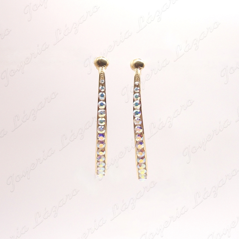 PEND. LARGOS PLATA CHAPADA ORO SWAROVSKI BANDA C. PRESION                                           