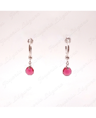 PEND. LARGOS PLATA CHAPADA PLATINO SWAROVSKI ROJA COLGANDO C. PRESION                               