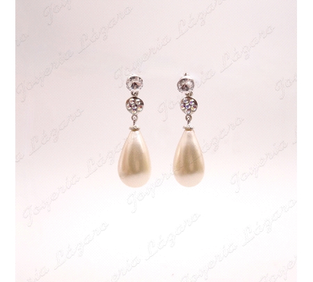 PEND. LARGOS PLATA CHAPADA PLATINO CIRCO+PERLA LAGRIMA SINT.24MM C. PR