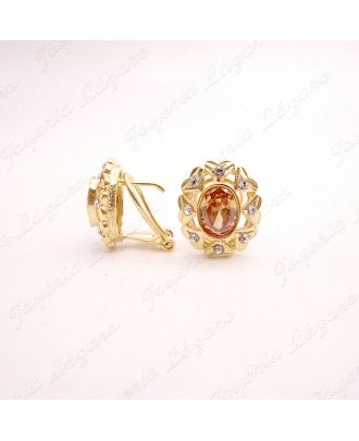 PEND. PLATA CHAPADA ORO SWAROVSKI AMBAR CUCARACHA 14X16MM C. OMEGA                                  