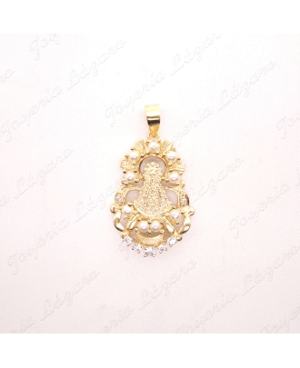 COLGANTE GR. PLATA CHAPADA ORO VIRGEN ROCIO CALADA+PERLITAS                                         